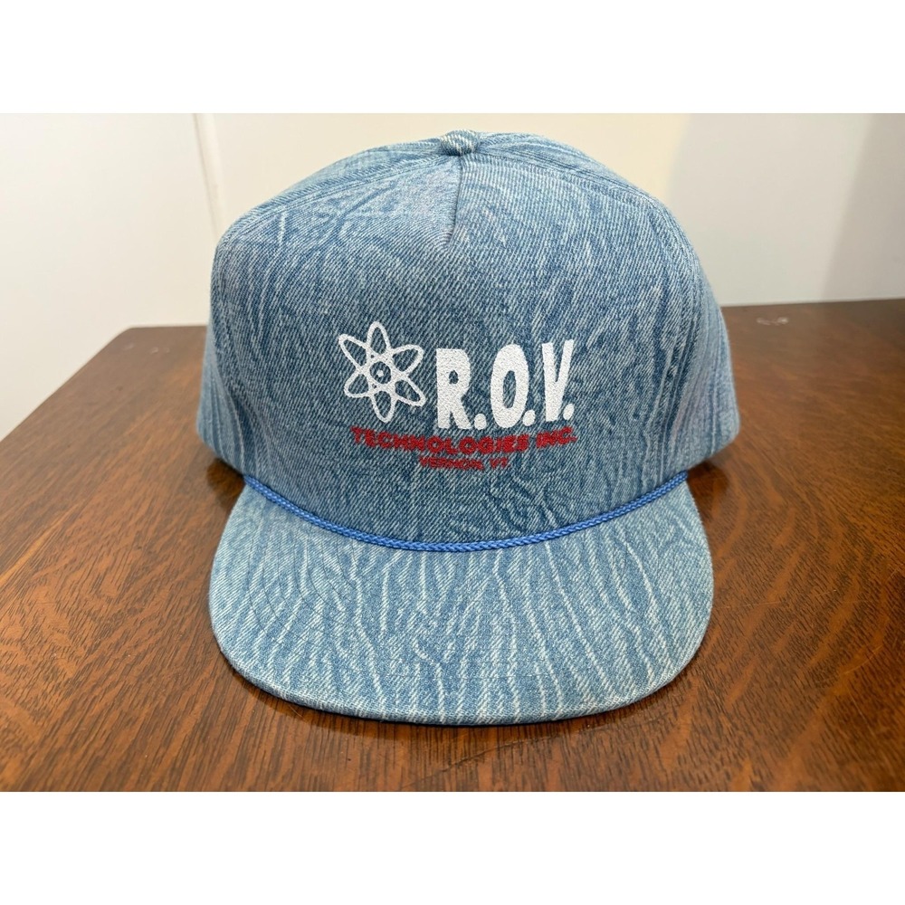 Vintage R.O.V. Technologies San Sun Hat Cap Snapback One Size‎ Denim Mens 80s